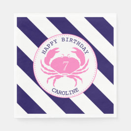 Guardanapo De Papel Festa de aniversário Náutica do Caranguejo Rosa