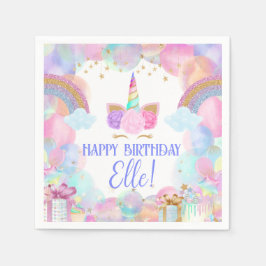 Guardanapo De Papel Festa de aniversário Pastel Rainbow Unicorn