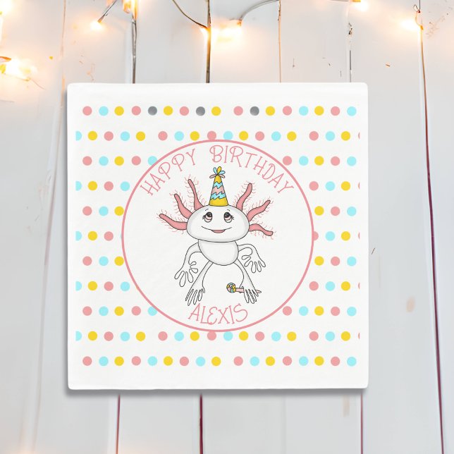 Guardanapo De Papel Festa de aniversário personalizada Axolotl temida (Criador carregado)