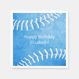 Guardanapo De Papel Festa de aniversário personalizada de softball azu