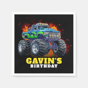 Guardanapo De Papel Festa de aniversário Personalizada Monster Truck