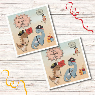 Guardanapo De Papel Festa de aniversário Pirata De Dinossauro, Twin Bo