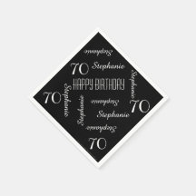 Festa de aniversário Preta e Branco 70 Repetitiva