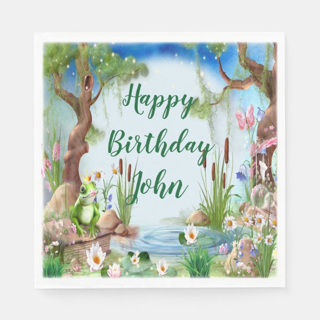Guardanapo De Papel Festa de aniversário Príncipe Sapo Bonito (Frente)