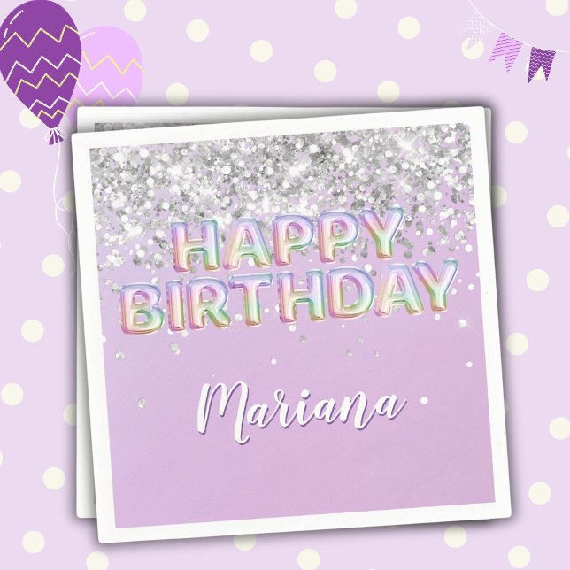 Guardanapo De Papel Festa de aniversário Rainbow Sparkle Glitter Girl (Criador carregado)