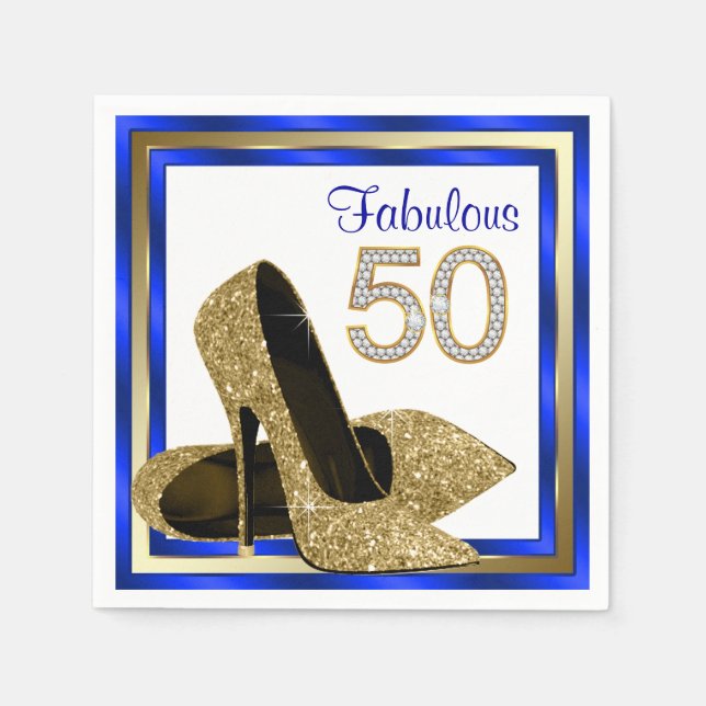 Guardanapo De Papel Festa de aniversário Real Azul e Dourada (Frente)