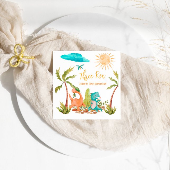 Guardanapo De Papel Festa de aniversário Rex do Dinossaur Três (Criador carregado)