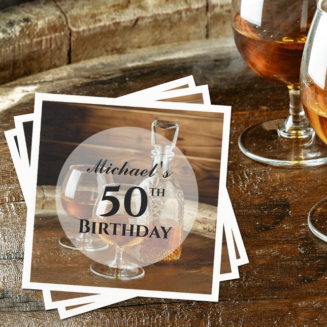 Guardanapo De Papel Festa de aniversário Rustic Bourbon Whiskey (Rustic bourbon whiskey masculine birthday party napkins for ANY AGE)