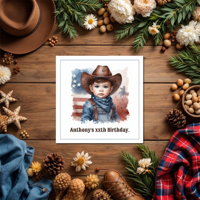 Guardanapo De Papel Festa de aniversário Rustic Cowboy Western Rodeo (Rustic Cowboy Western Rodeo Birthday Party Napkins)