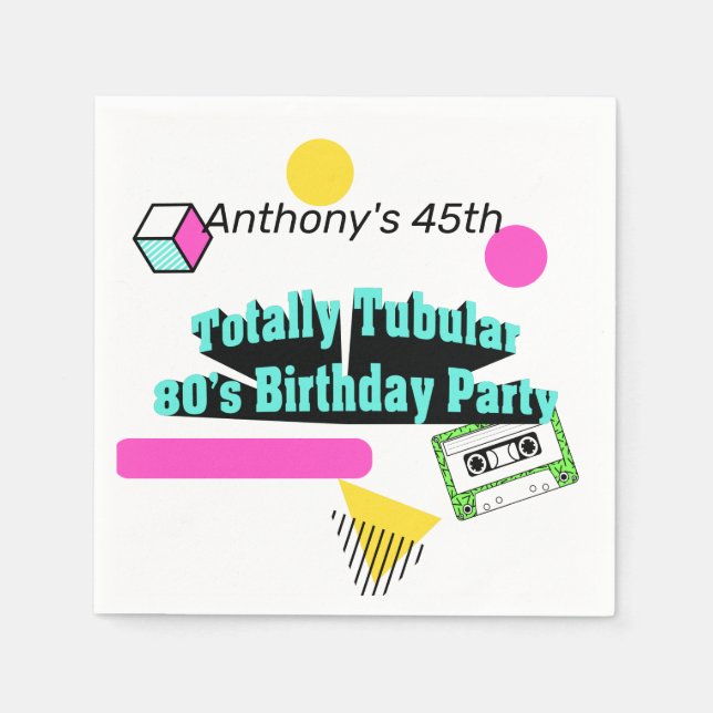 Guardanapo De Papel Festa de aniversário Totalmente Tubular de anos 80 (Frente)