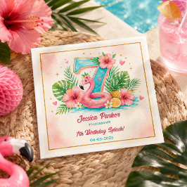 Guardanapo De Papel Festa de Aniversário Tropical Flamingo Pool Splash