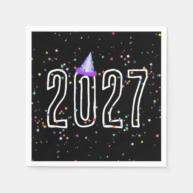 Guardanapo De Papel Festa de Ano Novo 2027 Com Estrelas (Frente)