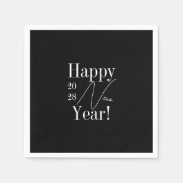 Guardanapo De Papel Festa de Ano Novo, Preta e Branco