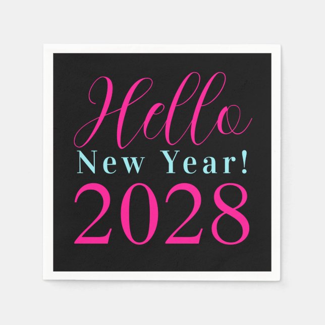 Guardanapo De Papel Festa de Ano Novo, Rosa Quente Preto (Frente)