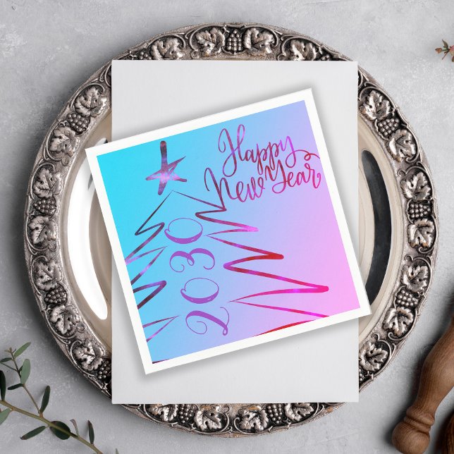 Guardanapo De Papel Festa de Anos novos da árvore de Natal rosa modern (Criador carregado)