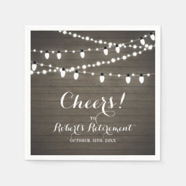 Guardanapo De Papel Festa de Aposentadoria Luzes Rústicas de Madeira e