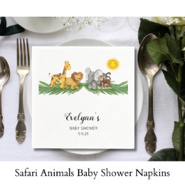 Guardanapo De Papel Festa de Bebê com Animais da Savana 