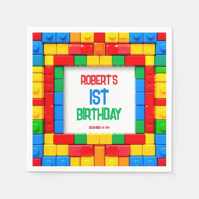 Guardanapo De Papel Festa de Blocos de Aniversário Napkins (Frente)