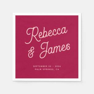 Guardanapo De Papel Festa de casamento de Fúchsia Rosa Quente-Cor-de-F