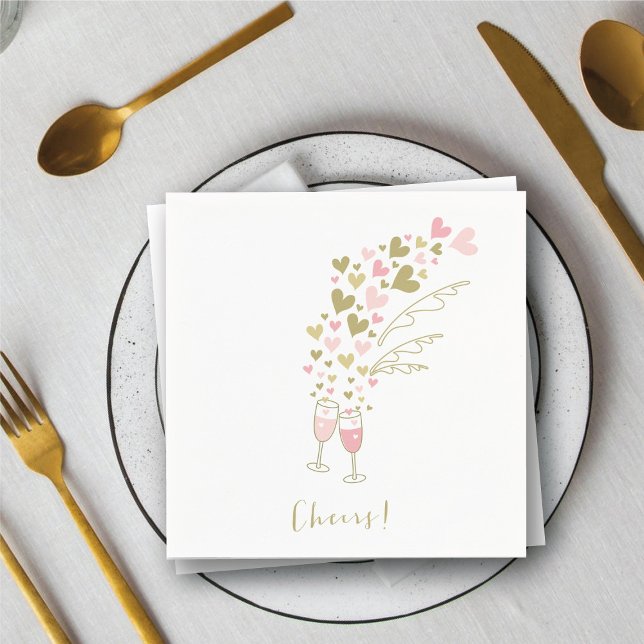 Guardanapo De Papel Festa de casamento de Noivado cor-de-rosa (Pink Champagne Cheers Engagement Wedding Party Paper Napkins @ fat_fa_tin)