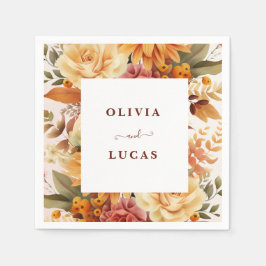 Guardanapo De Papel Festa de casamento de Quadro de Flor Laranja Elega