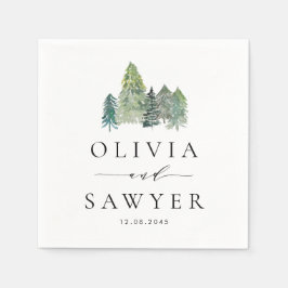 Guardanapo De Papel Festa de casamento Evergreen Forest Snowy Watercol