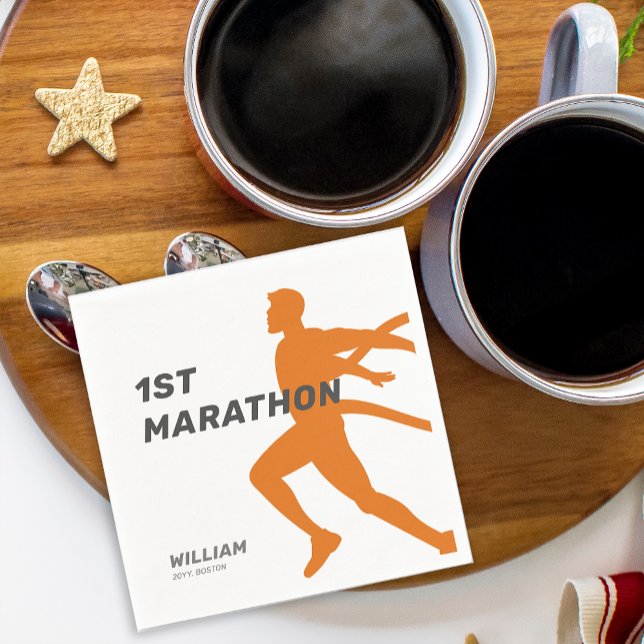 Guardanapo De Papel Festa de Celebração da Maratona de Posto de Nome P (Custom Name Post Marathon Celebration Party Napkins)