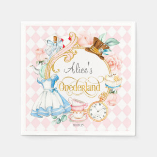 Guardanapo De Papel Festa de chá Alice Wonderland, primeiro aniversari