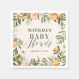 Guardanapo De Papel Festa de chá de bebê com citrus, laranja e flor de