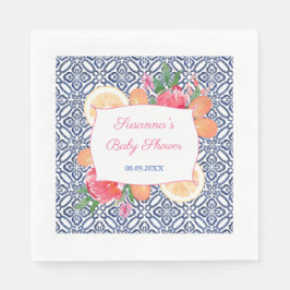 Guardanapo De Papel Festa de Chá de Bebê de Azulejos Azuis Mediterrâne