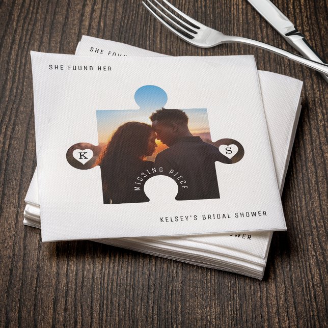 Guardanapo De Papel Festa de Chá de Noiva com Peça de Puzzle (Puzzle Piece Photo Bridal Shower Napkins
)