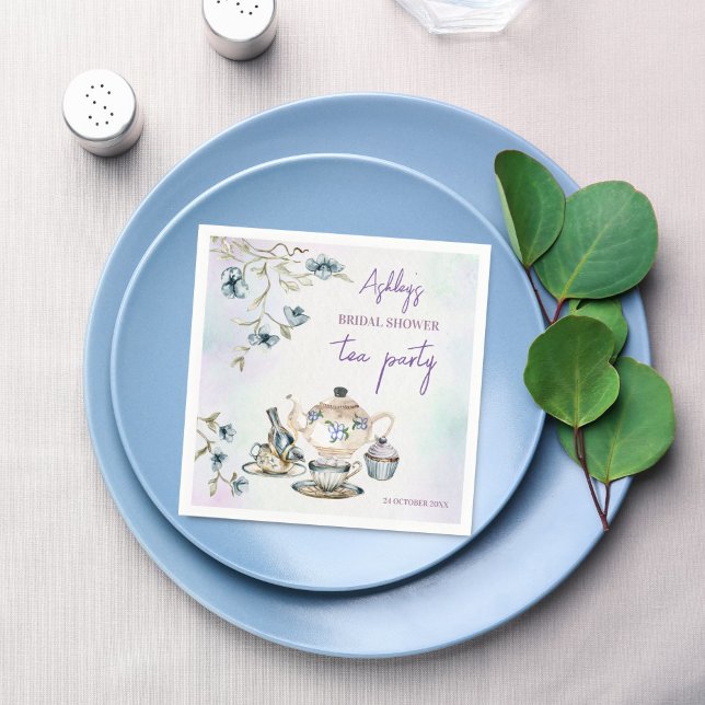 Guardanapo De Papel Festa de chá floral francesa impressa para noiva (French Floral  bridal shower tea party personalized printed Napkins template table decor)