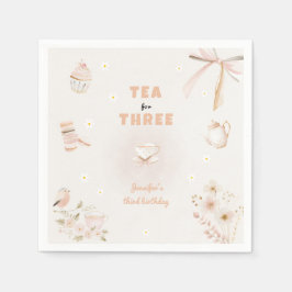 Guardanapo De Papel Festa de Chá para Três Aniversário para Meninas