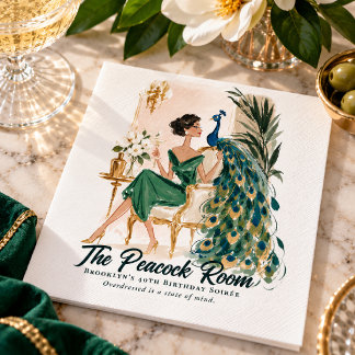 Guardanapo De Papel Festa de Cocktail com Pavão Vintage de Nova Orlean