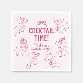 Guardanapo De Papel Festa de Cocktail Rosa Retro Festa de Solteira