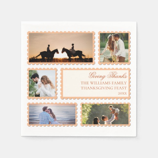Guardanapo De Papel Festa de Colagem de Fotos de Ação de Graças da Fam (Frente)