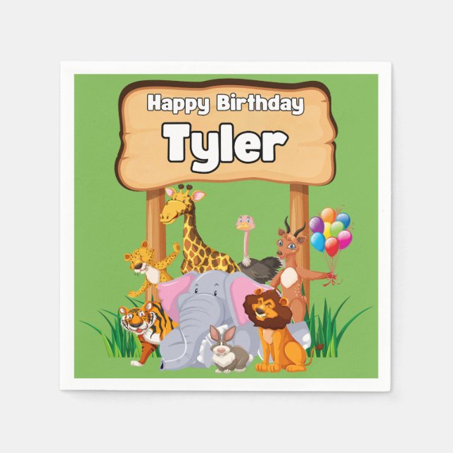 Guardanapo De Papel Festa de Crianças do Zoo Fantástico (Frente)