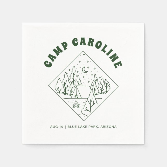Guardanapo De Papel Festa de Despedida de Solteira com Tema de Camping (Frente)