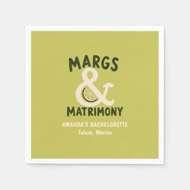 Guardanapo De Papel Festa de Despedida de Solteira Margs & Matrimony V (Frente)