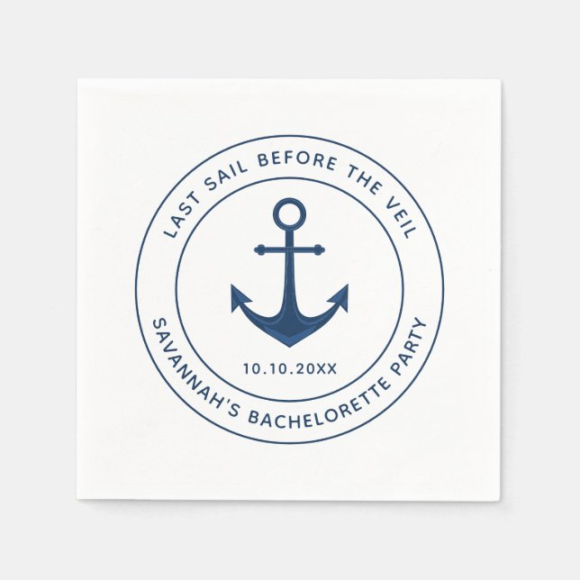 Guardanapo De Papel Festa de Despedida de Solteira Nauti Última Vela A (Frente)