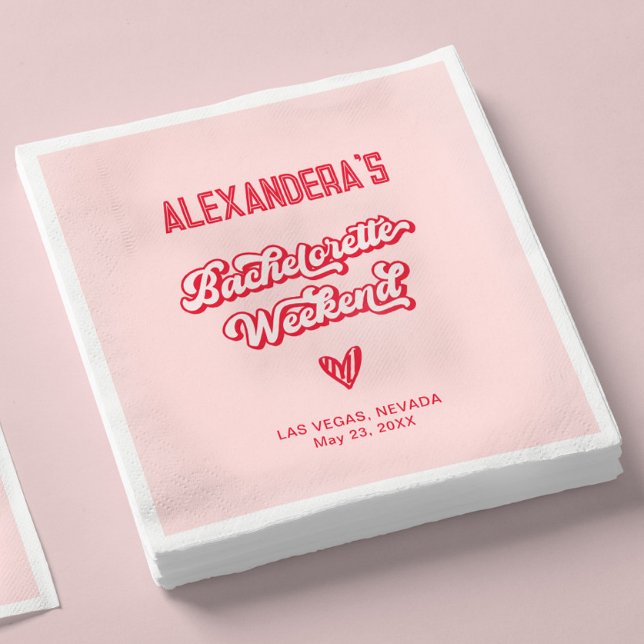 Guardanapo De Papel Festa de Despedida de Solteira Vermelha e Rosa (Criador carregado)