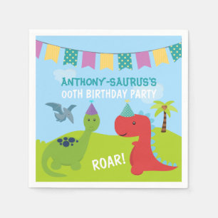 Guardanapo De Papel Festa de Dinossauro Personalizado Bonito