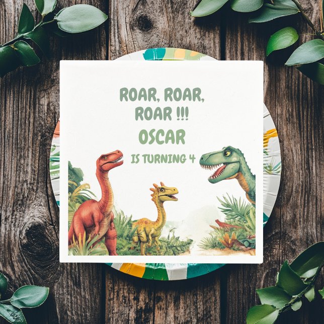 Guardanapo De Papel Festa de Dinossauros em Bom Tempo (Criador carregado)