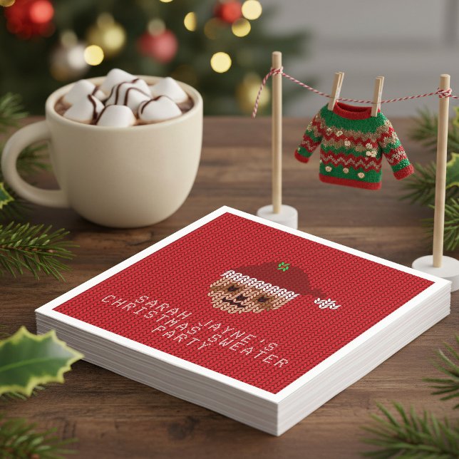 Guardanapo De Papel Festa de Doce de Natal Lenta Papel Vermelho Napkin (Hosting an ugly Christmas sweater bash? These adorable sloth napkins are the perfect accessory)