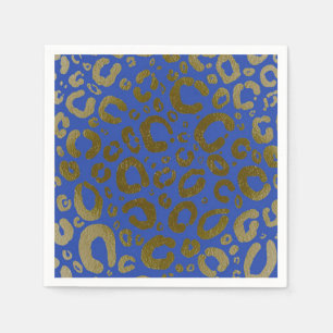 Guardanapo De Papel Festa de Estampa de Leopardo Azul Royal e Dourado