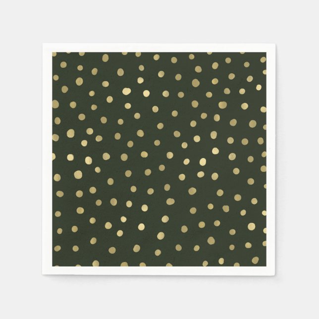 Guardanapo De Papel Festa de Férias de Neve Verde e Dourada Festiva (Frente)