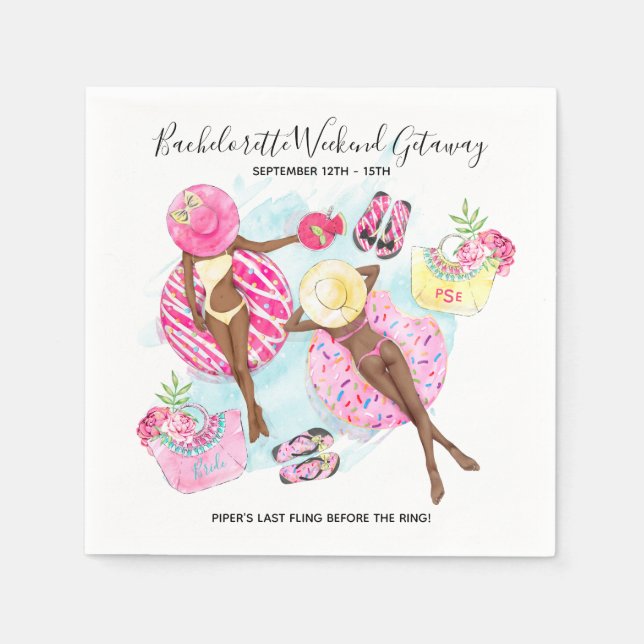 Guardanapo De Papel Festa de Fim de Semana das Meninas de Piscina Retr (Frente)