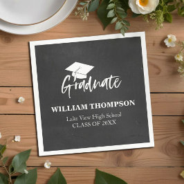 Guardanapo De Papel Festa de Formando Preto e Branco do Giz do segundo