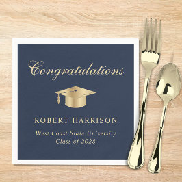 Guardanapo De Papel Festa de formatura Boné Elegante Formando Dourada 