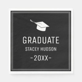Guardanapo De Papel Festa de formatura branca e preto moderno simples